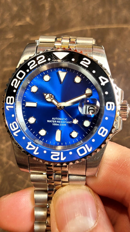 New Automatic Divers Watch Black Blue Bezel Sapphire Ceramic Steel UK Seller 14