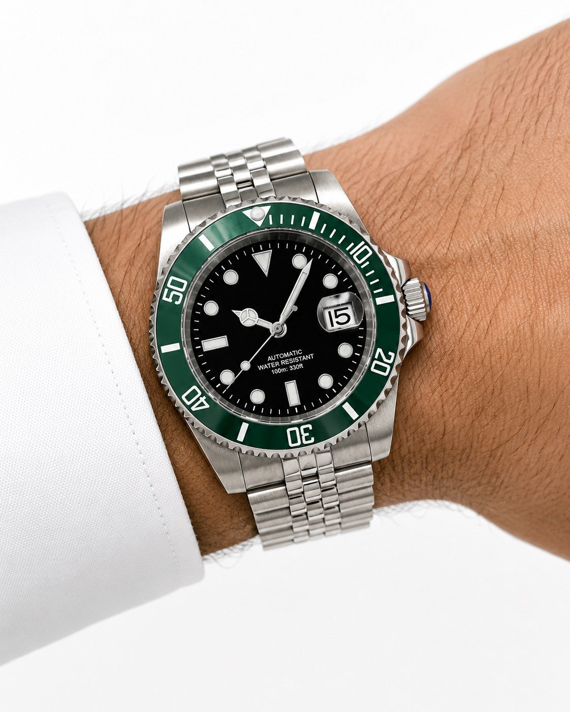 New Automatic Luxury Sub Black Green 'Kermit' Divers Watch Seiko TMI NH35 1