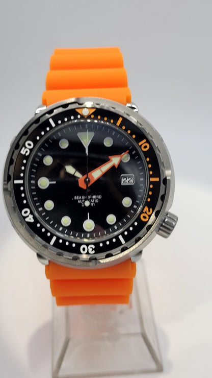 Automatic Tuna Diver Watch Orange Rubber Sapphire Crystal 300M Ceramic14