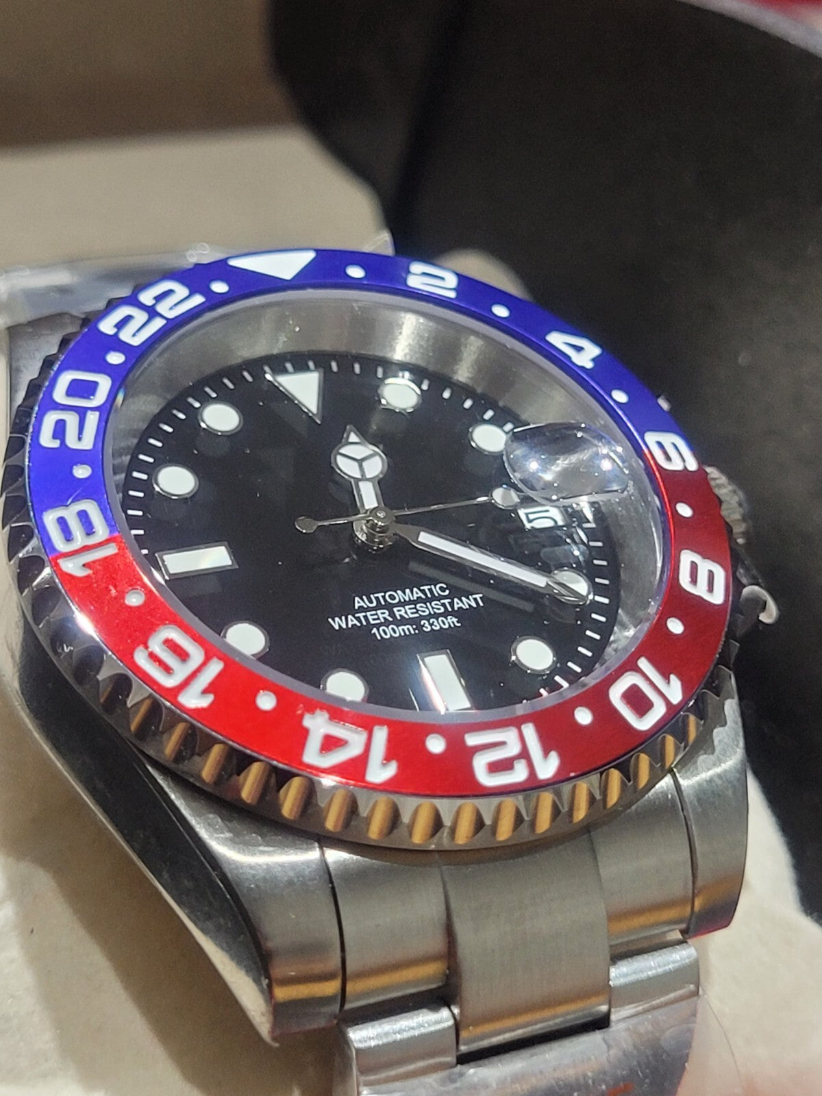 BNIB AUTOMATIC Custom Pepsi Divers Watch Seiko TMI NH35 10atm Sapphire 7