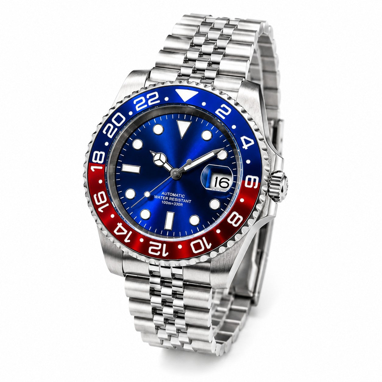 Automatic Dive Watch 40mm Pepsi Bezel Sapphire Date Steel UK Seller 1