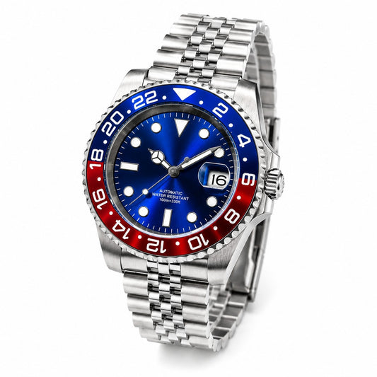 Automatic Dive Watch 40mm Pepsi Bezel Sapphire Date Steel UK Seller 1