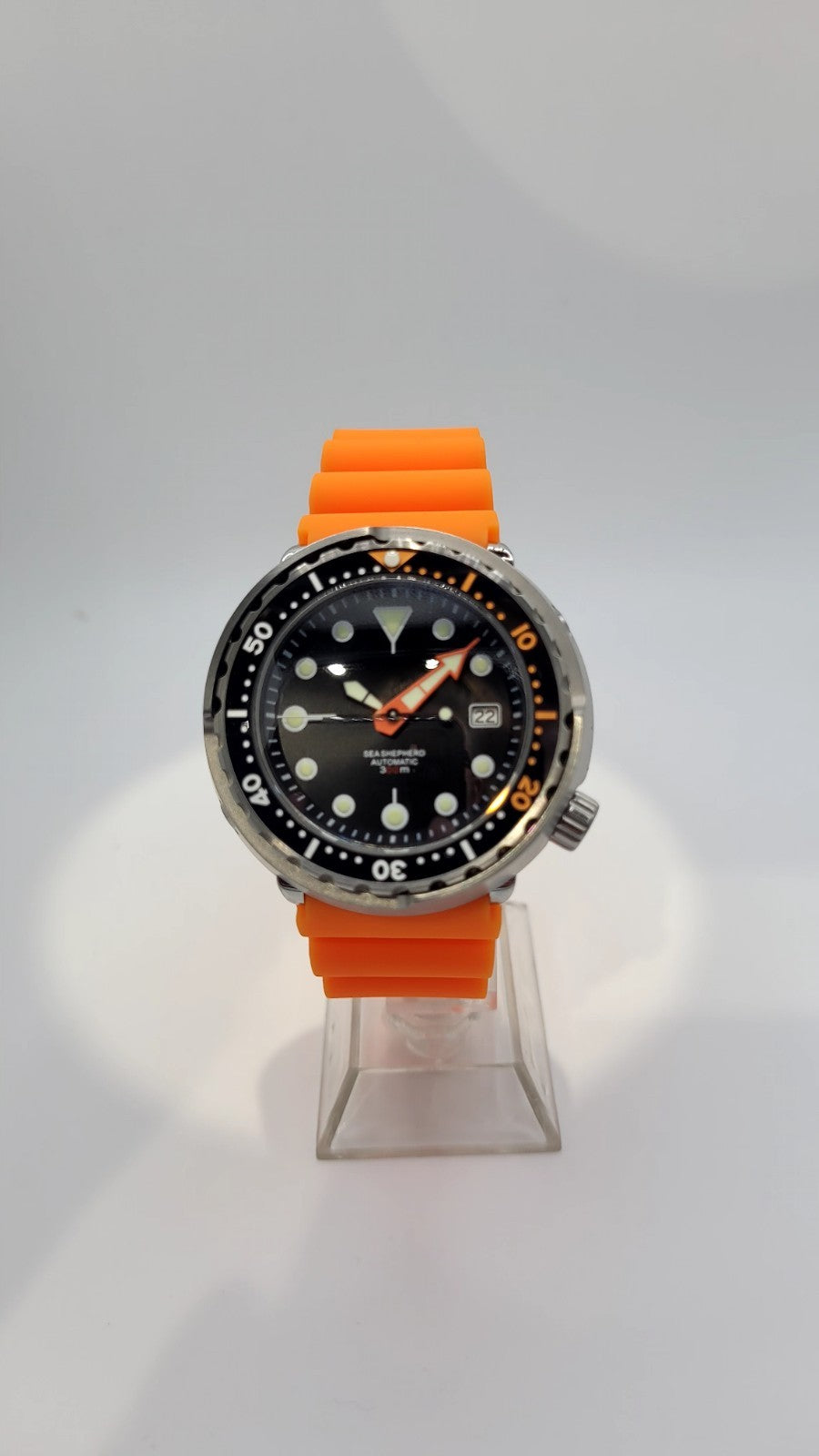 Automatic Tuna Diver Watch Orange Rubber Sapphire Crystal 300M Ceramic6