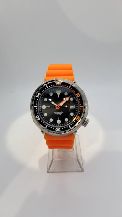 Automatic Tuna Diver Watch Orange Rubber Sapphire Crystal 300M Ceramic6