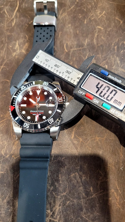 NH35 AUTOMATIC DIVERS WATCH Phantom Tactical Diver Sapphire Rubber Black 10ATM 17