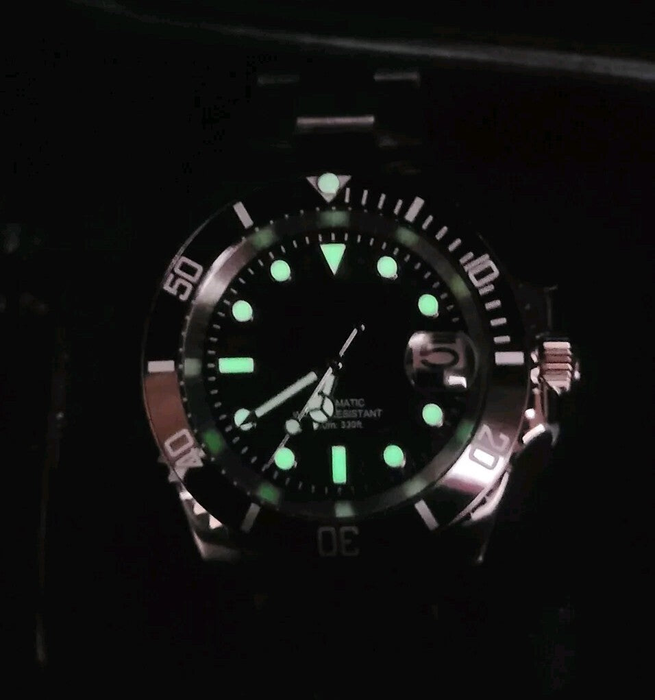 New Automatic Black Divers Sub Watch Seiko TMI NH35 Movement 100m5