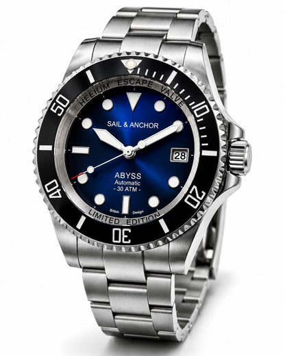 NEW Blue Automatic Divers Watch 'ABYSS' NH35 Ceramic Sapphire Starburst 300m1