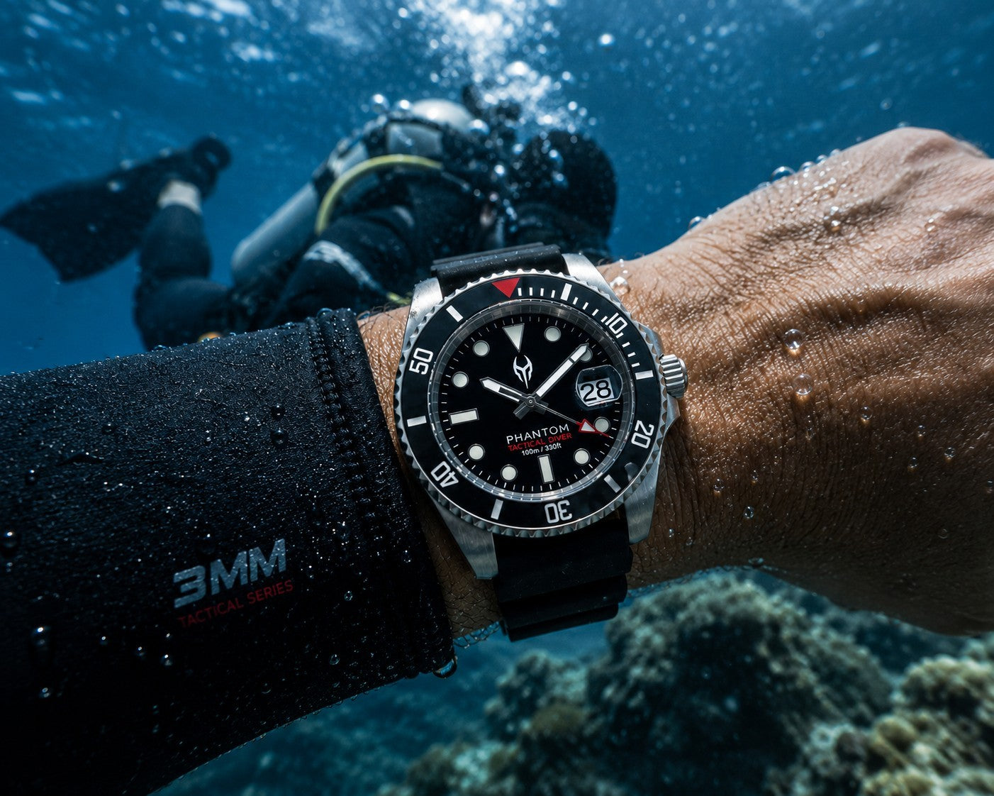 NH35 AUTOMATIC DIVERS WATCH Phantom Tactical Diver Sapphire Rubber Black 10ATM 2