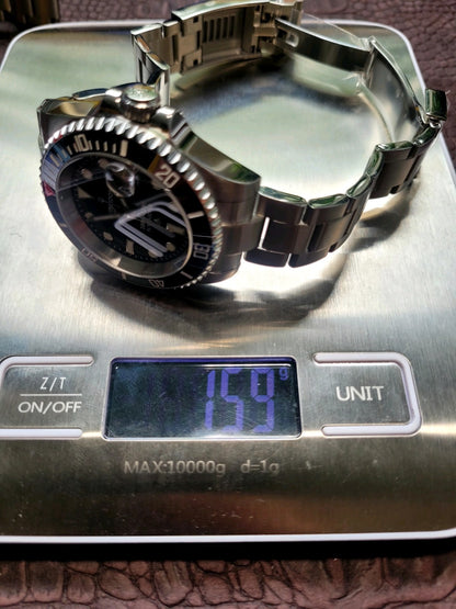 Poseidon Automatic Dive Watch Steel Bracelet Black Dial Date 100m Classic Style17