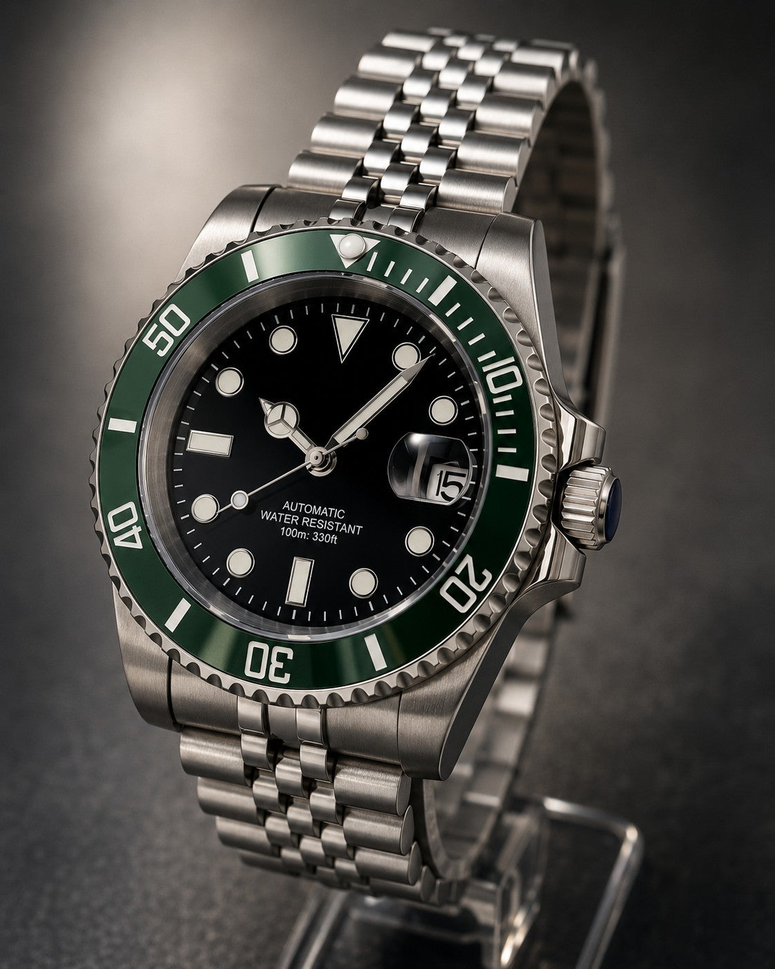 New Automatic Luxury Sub Black Green 'Kermit' Divers Watch Seiko TMI NH35 0