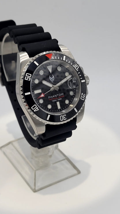 NH35 Phantom Tactical Diver  Automatic Sapphire Rubber Black Watch 10ATM 13