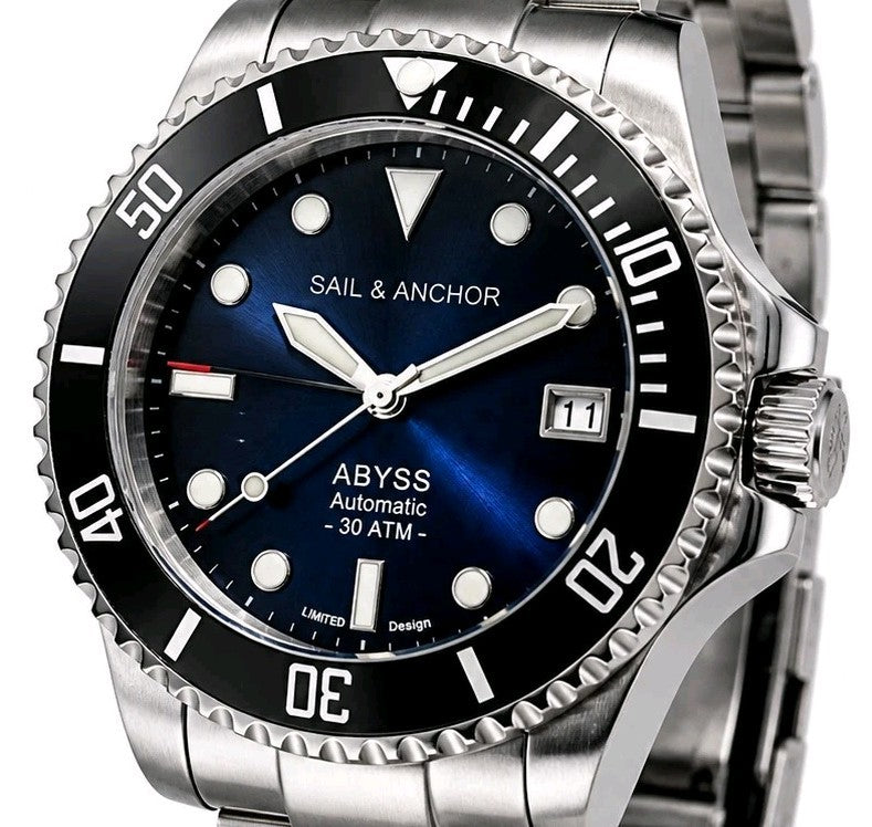 NEW Blue Automatic Divers Watch 'ABYSS' NH35 Ceramic Sapphire Starburst 300m3