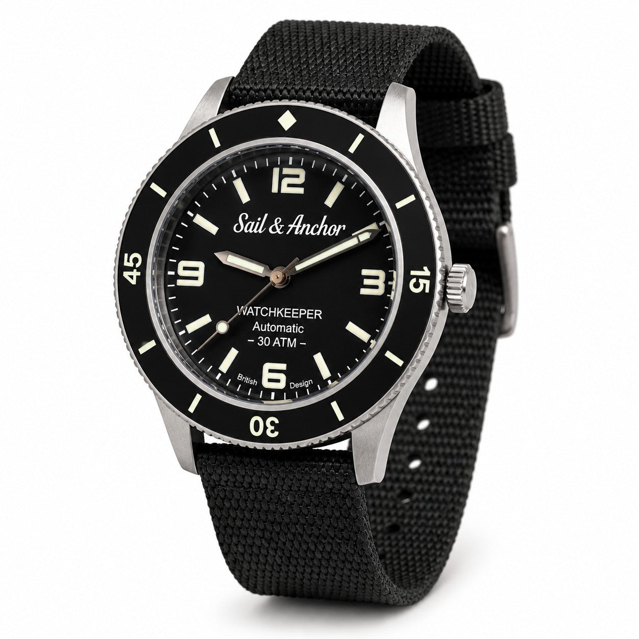 Sail & Anchor Automatic Diver Watch 40mm 300M Sapphire Ceramic Steel Black Dial0