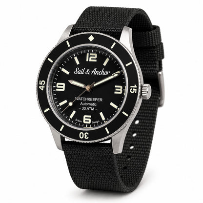 Sail & Anchor Automatic Diver Watch 40mm 300M Sapphire Ceramic Steel Black Dial0