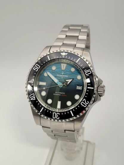 Automatic Diver Watch Blue Gradient Dial NH35 Sapphire 200m Steel Bracelet Date8