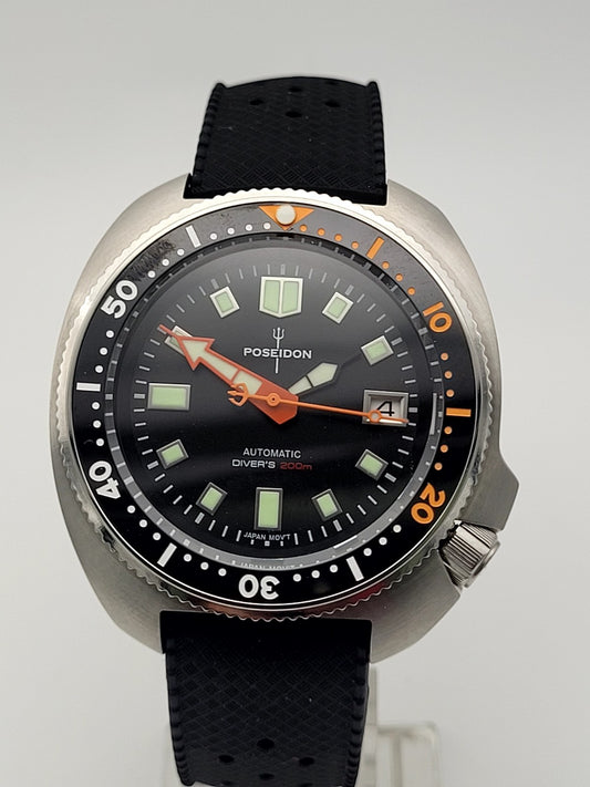Mens Custom Poseidon Turtle Black Divers Watch NH35 (SEIKO TMI) Auto Movt 200m.1