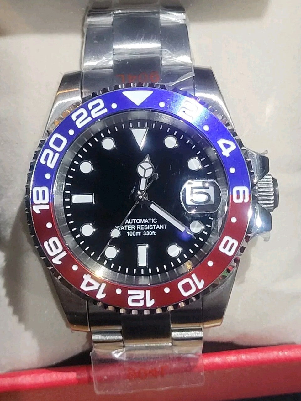 BNIB AUTOMATIC Custom Pepsi Divers Watch Seiko TMI NH35 10atm Sapphire 8