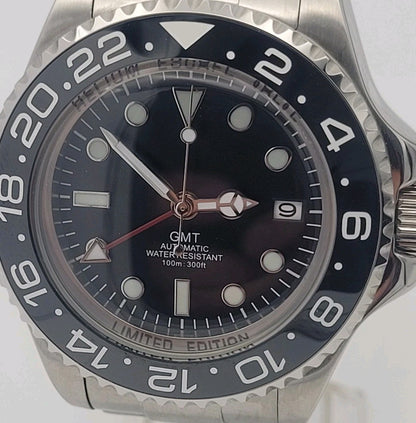 Men's Custom 43mm Black Divers Watch NH34 Seiko TMI Automatic Movt 100m GMT .2