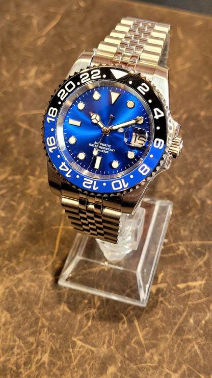 New Automatic Divers Watch Black Blue Bezel Sapphire Ceramic Steel UK Seller 16