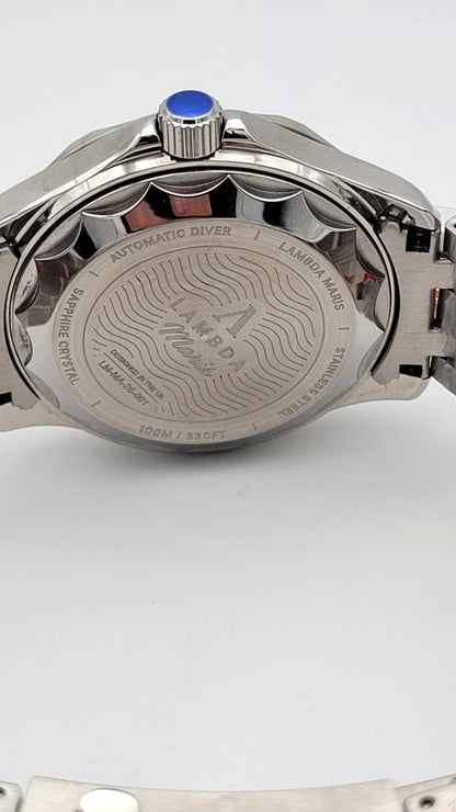 Mens Luxury Automatic Diver Sapphire Blue Wave Lambda Maris Watch 100m UK Seller13