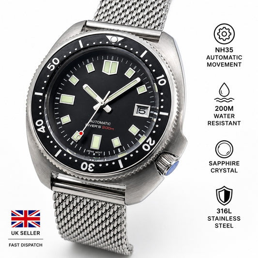 New Custom Automatic 'Willard' Turtle Black Divers Watch Japan NH35 SEIKO TMI0