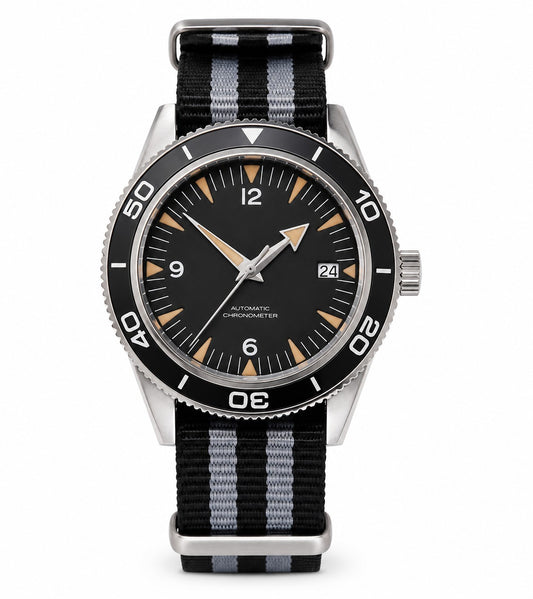 Military Automatic Movement Japan Custom Black Divers Watch 100m Vintage0