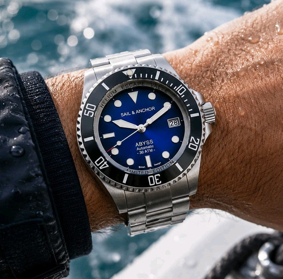 NEW Blue Automatic Divers Watch 'ABYSS' NH35 Ceramic Sapphire Starburst 300m0