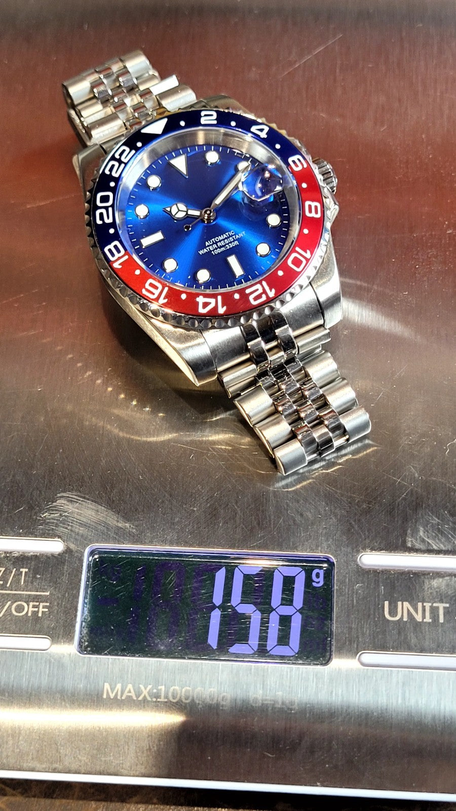 New Automatic Divers Watch Red Blue Bezel Sapphire Ceramic Date Steel UK Seller 18