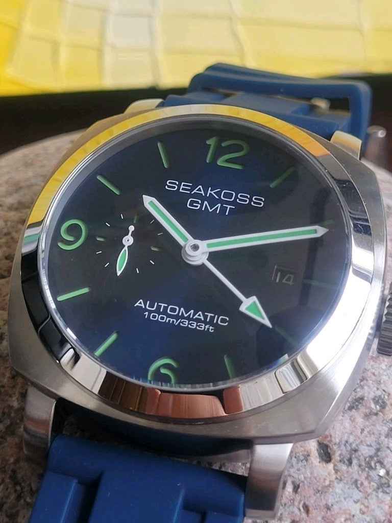 Seagull Automatic Luxury Sandwich Divers Dial Blue And Green GMT Watch 100m 0