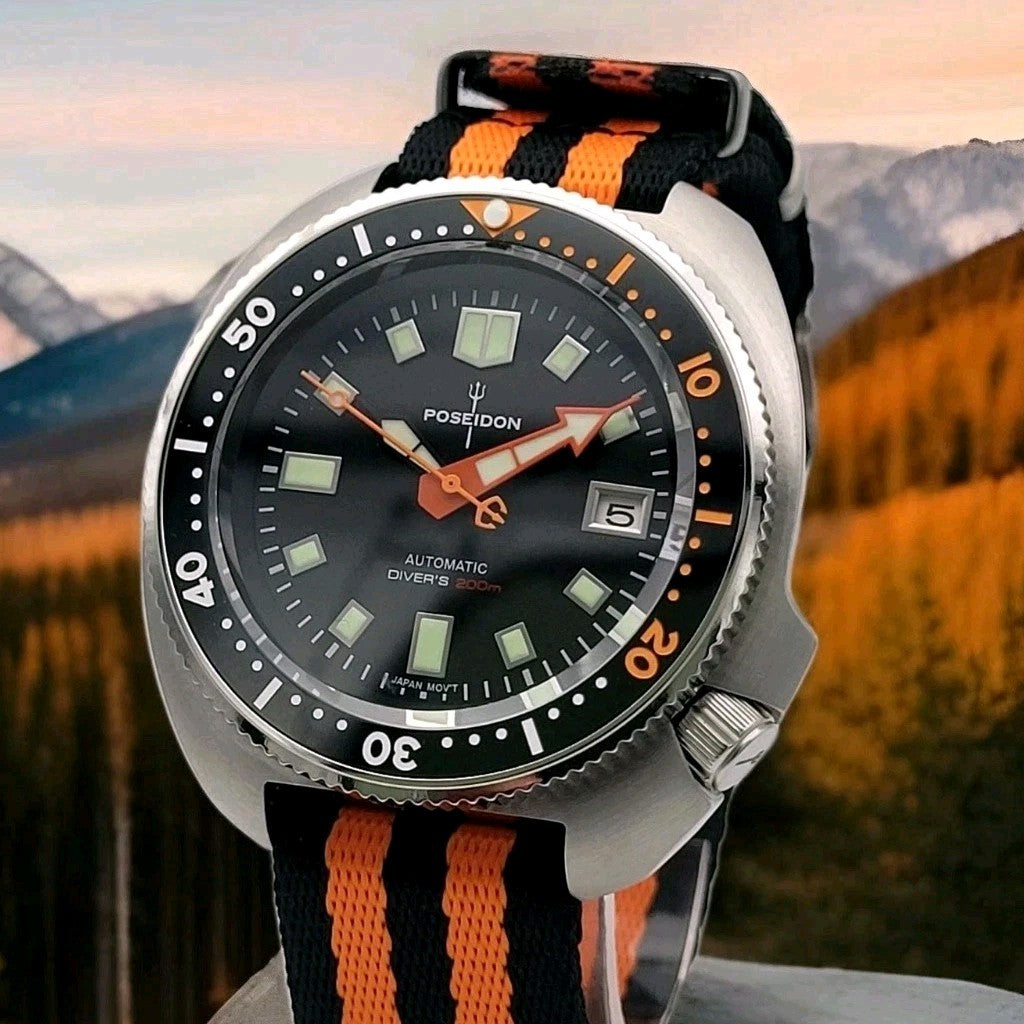 Poseidon Automatic Turtle Black Divers Watch NH35 (SEIKO TMI) Movt 200m1