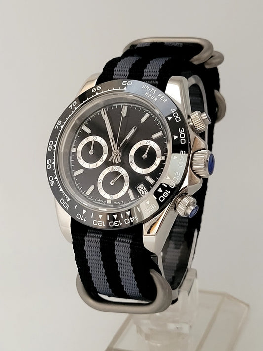 New Panda Divers Watch Chronograph Black VK63 SEIKO TMI Quartz Movement 50m0