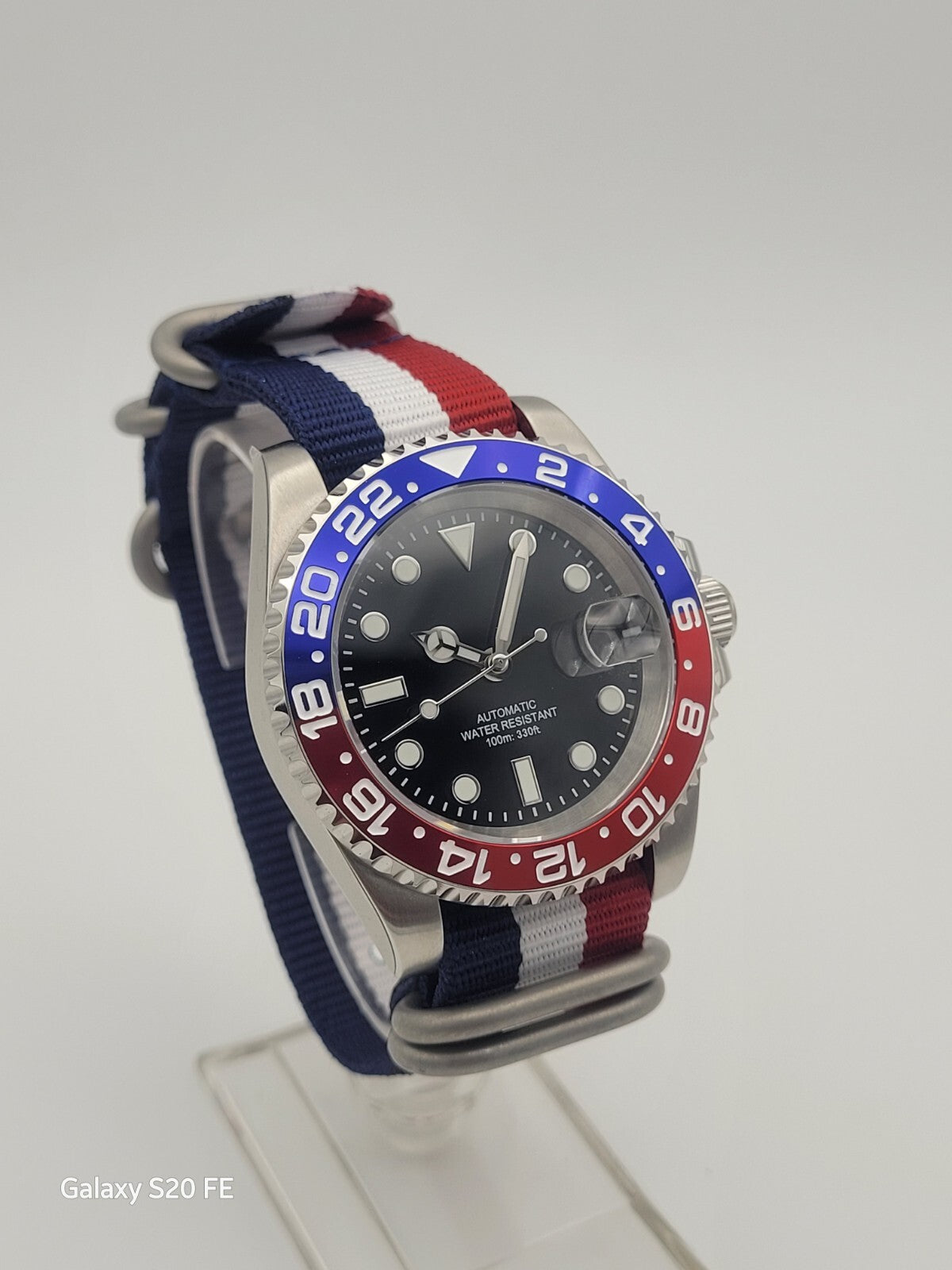 Custom 40mm Red White Blue Divers Watch Seiko TMI Nh35 Auto Movt 100m GB USA.3