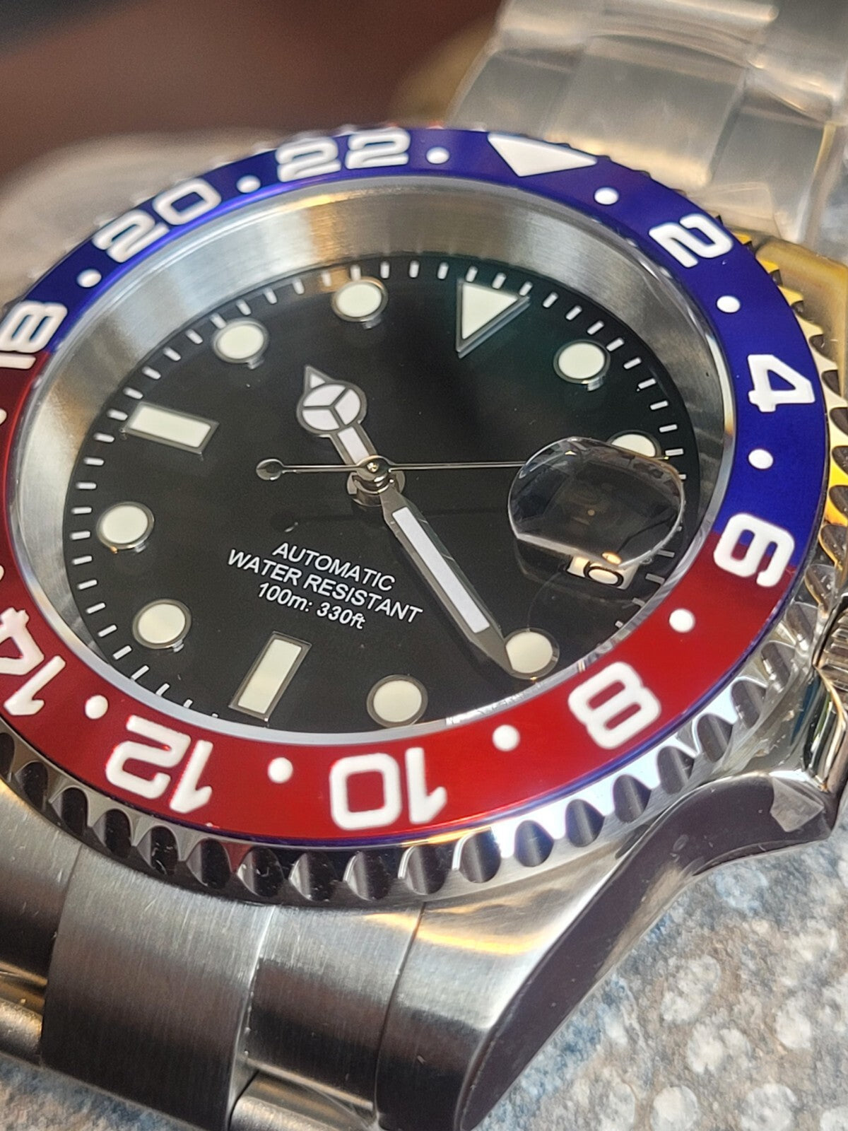 BNIB AUTOMATIC Custom Pepsi Divers Watch Seiko TMI NH35 10atm Sapphire 4