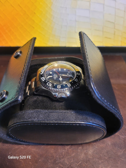 Men's Custom 43mm Black Divers Watch NH34 Seiko TMI Automatic Movt 100m GMT .15