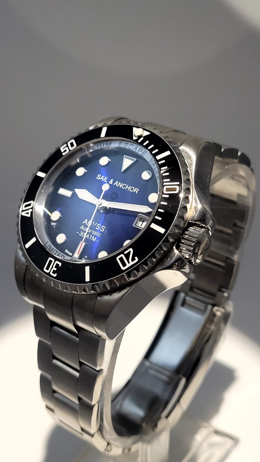 Blue Automatic Divers Watch 'ABYSS' NH35 Ceramic Sapphire 300m Sail & Anchor 7