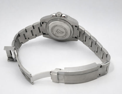 Automatic Dive Watch Steel Bracelet Black Dial 100M Date Sapphire Sail & Anchor4