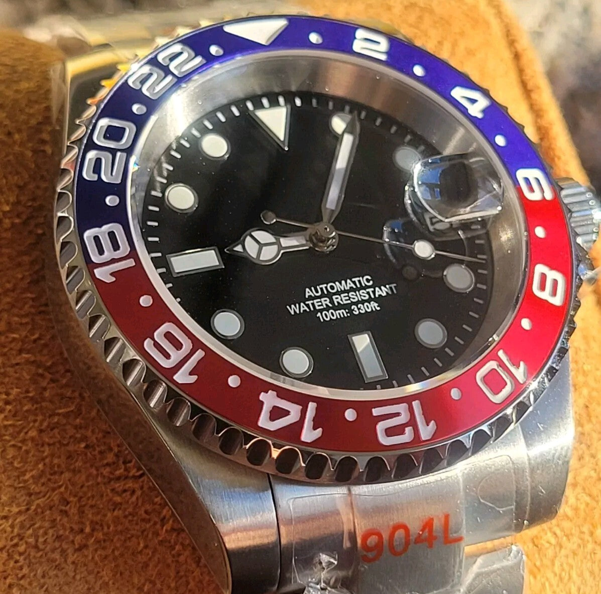 BNIB AUTOMATIC Custom Pepsi Divers Watch Seiko TMI NH35 10atm Sapphire 3