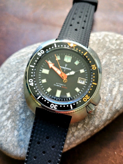 New Automatic Dive Watch NH35 Sapphire 200m Black Orange Pro Diver Mens Watch6