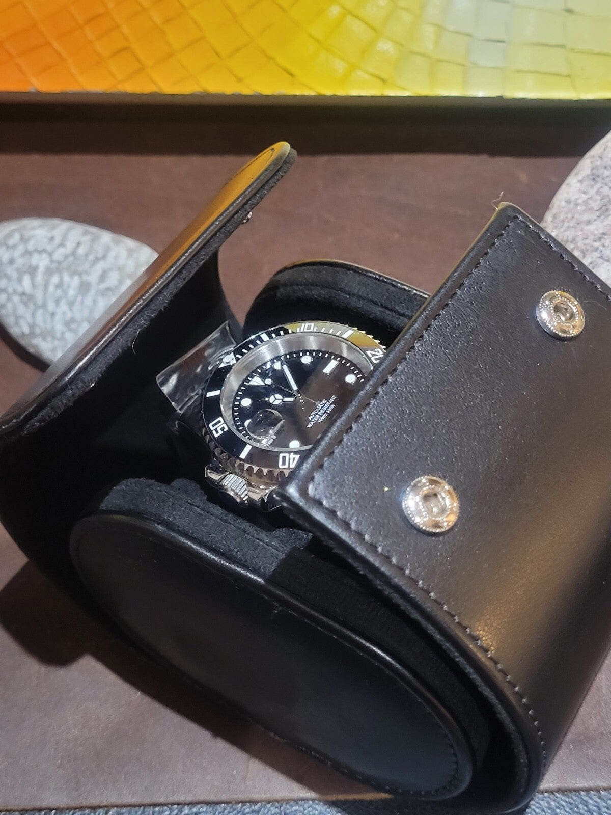 New LEFT Handed Automatic Movement Divers Watch Black NH35 Seiko TMI 10atm WR15