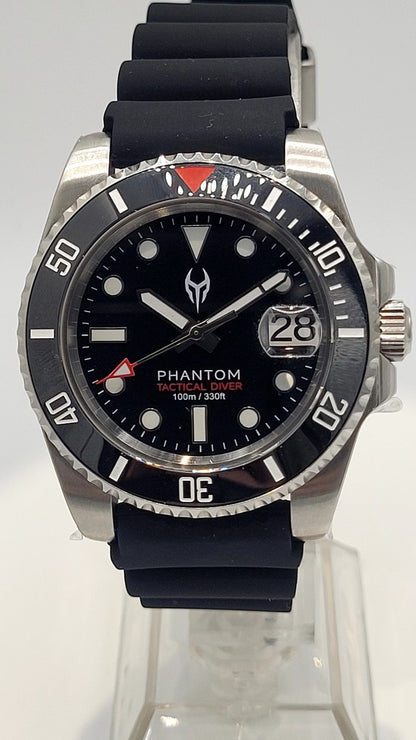 NH35 Phantom Tactical Diver  Automatic Sapphire Rubber Black Watch 10ATM 6