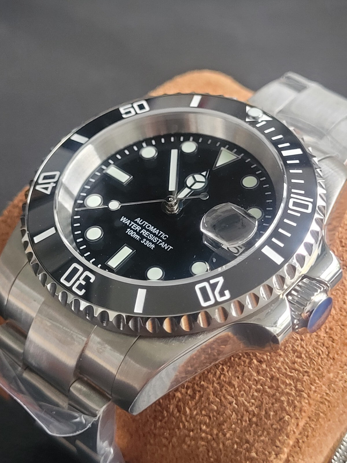 New Automatic Black Divers Sub Watch Seiko TMI NH35 Movement 100m1