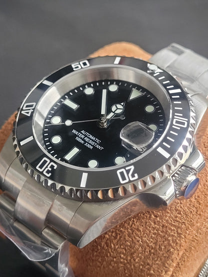 New Automatic Black Divers Sub Watch Seiko TMI NH35 Movement 100m1
