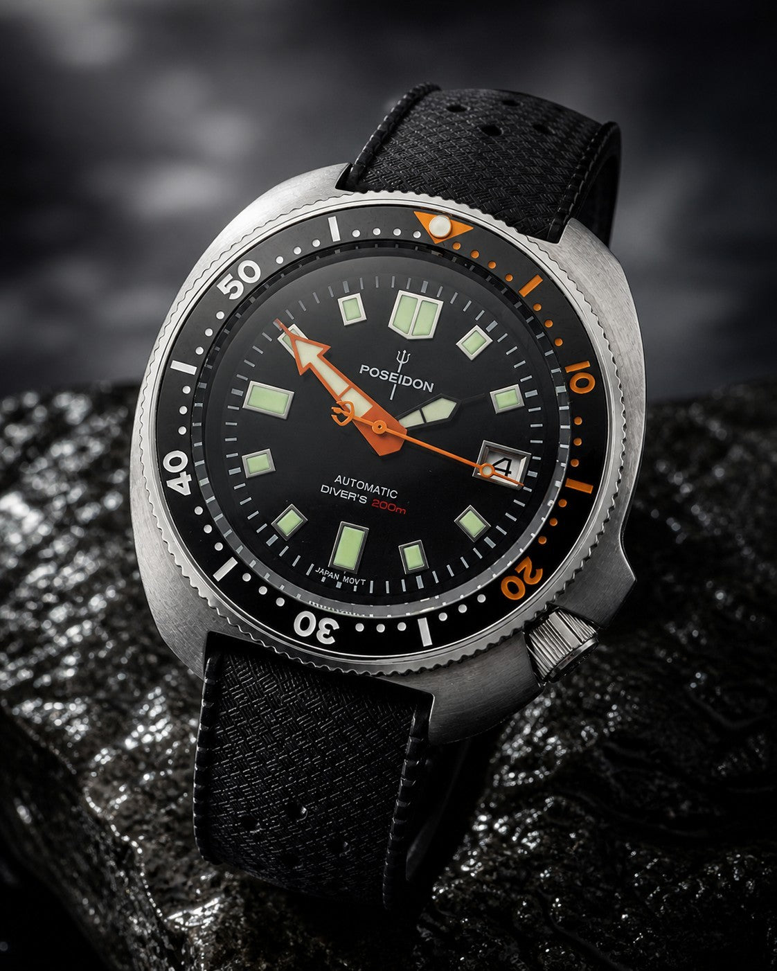 New Automatic Dive Watch NH35 Sapphire 200m Black Orange Pro Diver Mens Watch2