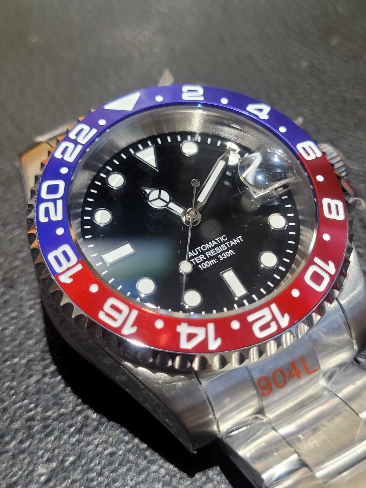 BNIB AUTOMATIC Custom Pepsi Divers Watch Seiko TMI NH35 10atm Sapphire 11