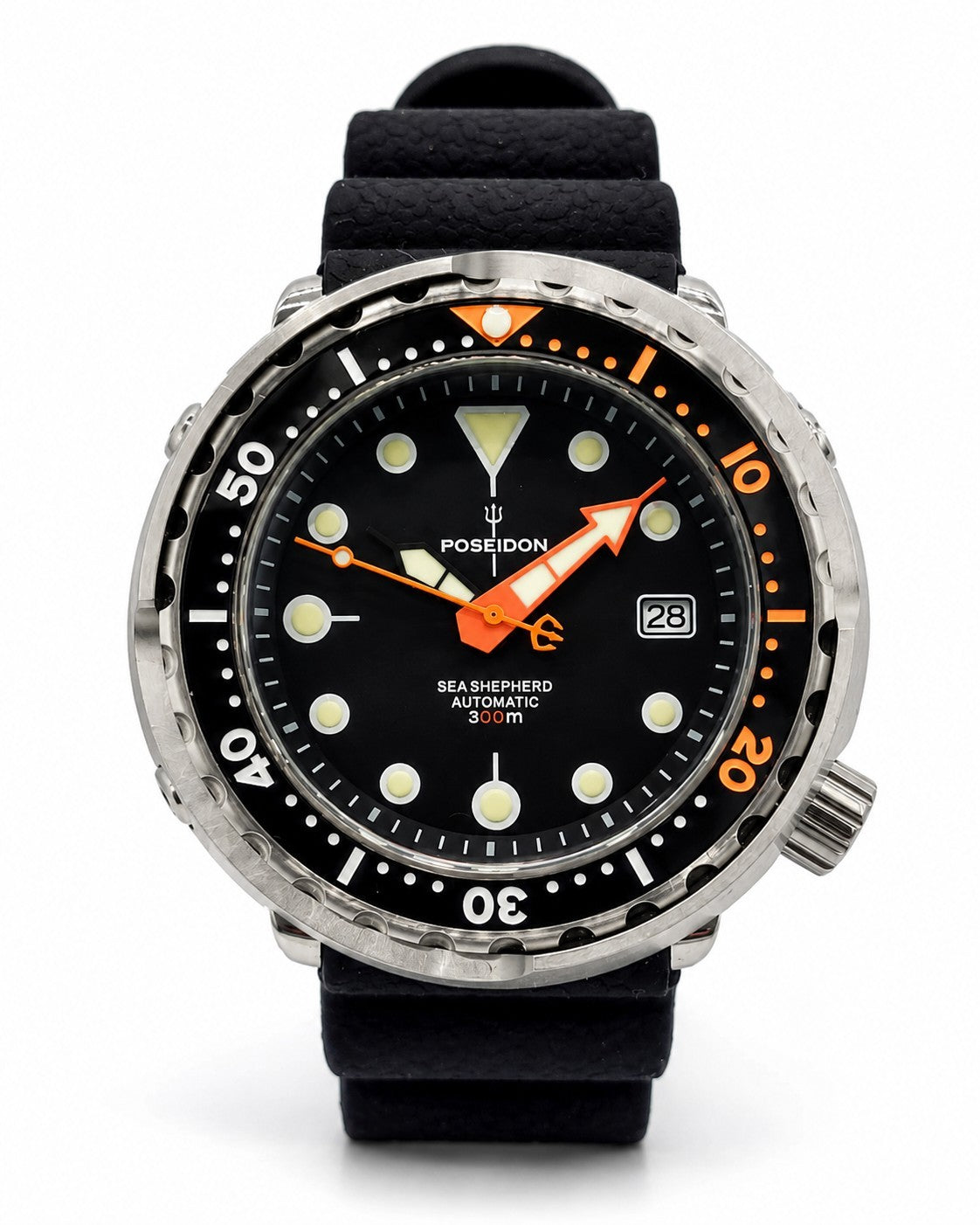 Tough 300m Automatic Dive Watch NH35 Sapphire Steel Black Orange Diver Poseidon2