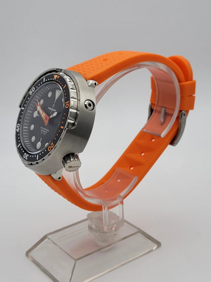 Chunky POSEIDON NH35 Orange Automatic Black Tuna Divers Watch 300M WR SEIKO TMI5