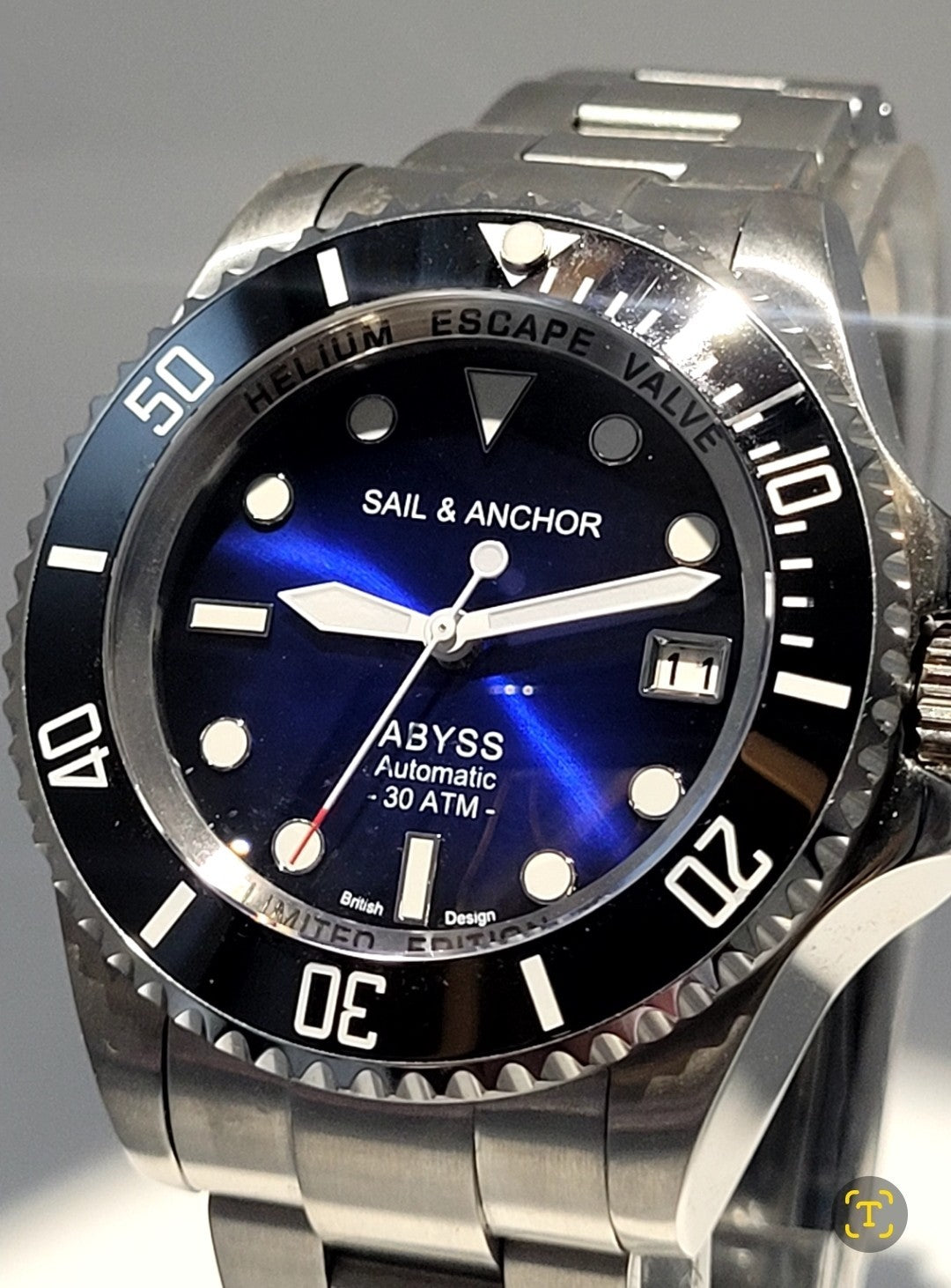 NEW Blue Automatic Divers Watch 'ABYSS' NH35 Ceramic Sapphire Starburst 300m7