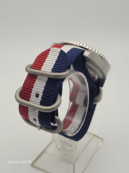 Custom 40mm Red White Blue Divers Watch Seiko TMI Nh35 Auto Movt 100m GB USA.6