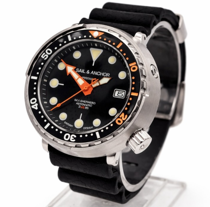 Sail & Anchor Black Automatic 'Tuna' Divers Watch 30ATM British By Design NH35 14