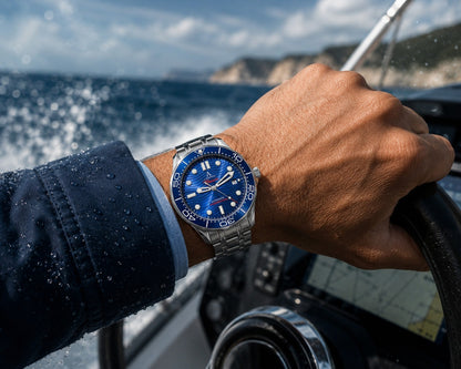 Mens Luxury Automatic Diver Sapphire Blue Wave Lambda Maris Watch 100m UK Seller4